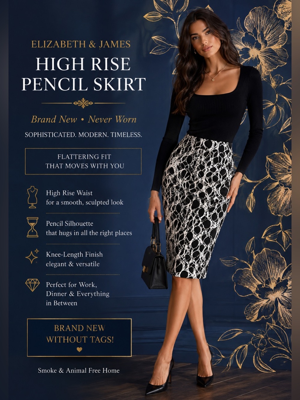 NEW ELIZABETH & JAMES high rise pencil skirt !